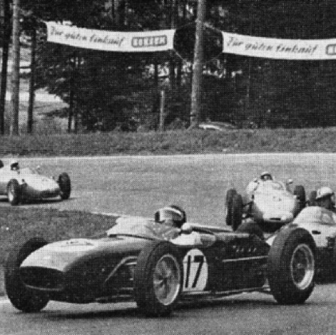 Jim au GP  de Solitude (pole position) devant Wolfrang  Von Trips sur Ferrari, (vainqueur) et Dan Gurney sur Porsche